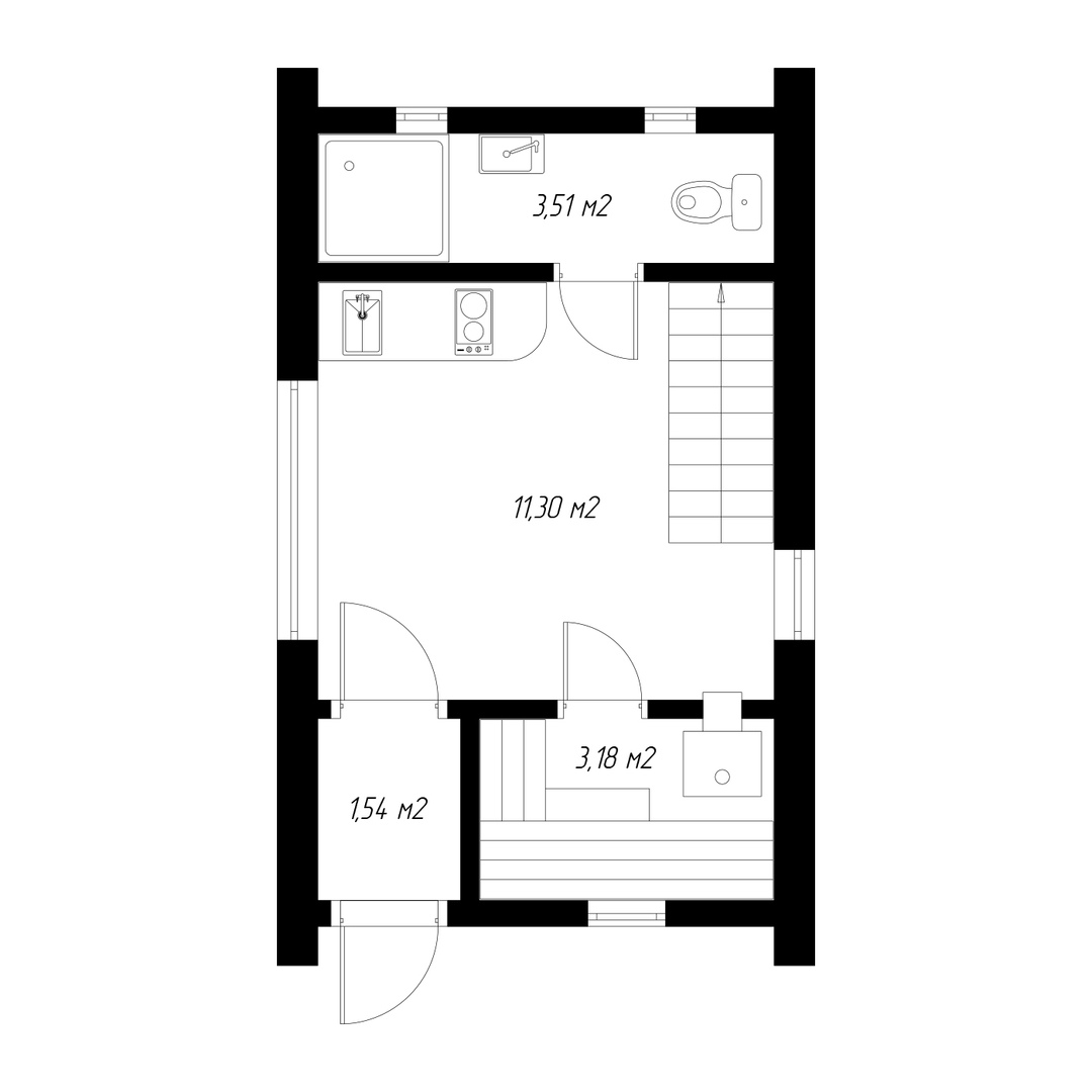Пример дома - бани FINHA SAUNA 40 на коннекторах FINHA P200